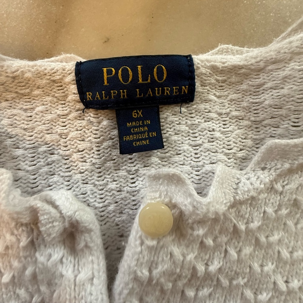 Polo by Ralph Lauren Button white cropped Cardigan size 6x - Picture 3 of 11